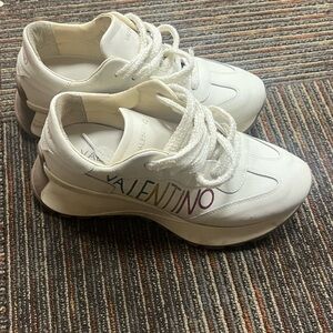 Valentino White Sneakers with Multicolor Logo
